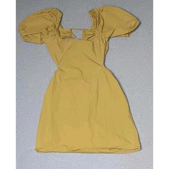 Nasty Gal Dresses & Skirts - Nasty Gal Collection Puffed Sleeves Mini Dress Womens Size 2 Light Brown Open...